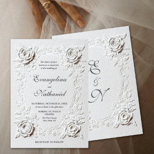 Convites Rosas Embutidas Falsas Casamento Formal Elegante S
