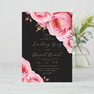 Convites Rosas Empoeiradas Bege Florais Casamento Moderno T