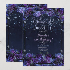 Convites Rosas Enchanted Purple Fantasy 16º Festa Sweet 16