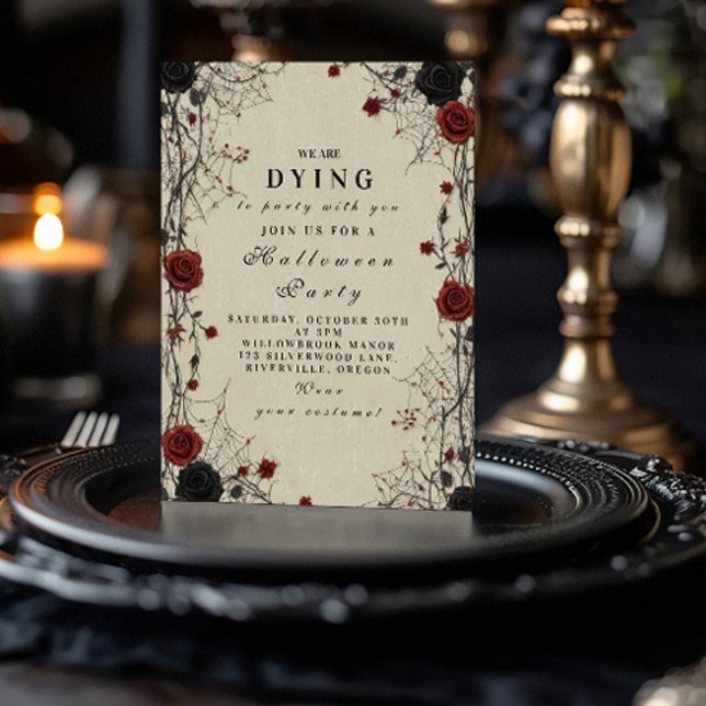 Convites Rosas Escuros e Cobwebs Noite de Halloween (Criador carregado)