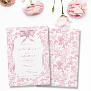 Convites Rosas Florais Brancos Rosa Chá de panela Chinoiser