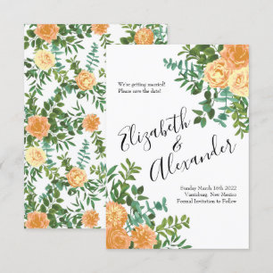 Convites Rosas Florais Clássicas de Casamento Peach