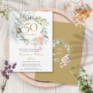 Convites Rosas Florais de Aniversário de Casamento de Qualq