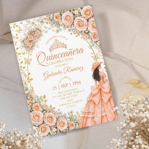 Convites Rosas Florais Douradas Borboleta Quinceañera Pêsse