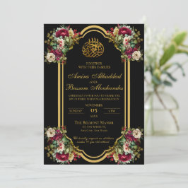 Convites Rosas Florais Elegante Casamento Islâmico