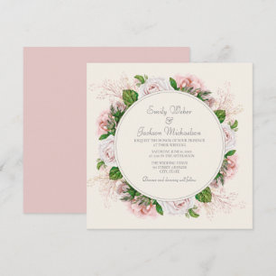 Convites Rosas Florais Elegantes De Cor Botânica Rosa Casa