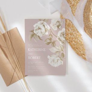 Convites Rosas Florais Modernas Botânicas Casamento