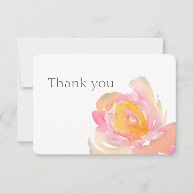 Convites Rosas florais, obrigado de aquarela. Placa Floral (Frente)