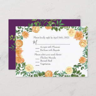 Convites Rosas Florais Peach Purple Wedding