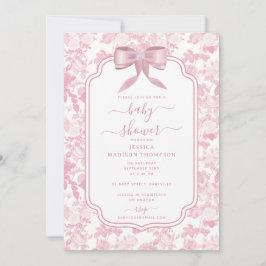 Convites Rosas Florais Rosa Chinoiserie Chá de fraldas