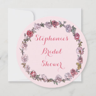 Convites Rosas Florais Vintage Chá de panela Rosa