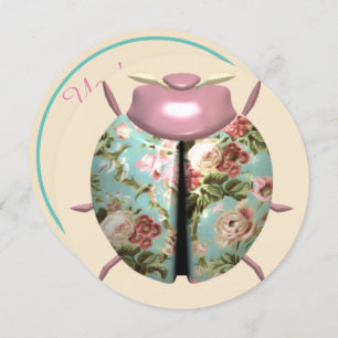 Convites Rosas florais vitorianos Ladybug