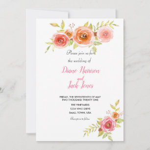 Convites Rosas Floral Água-Marinha Casamento