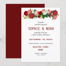 Convites Rosas Floral Garland Flower Casamento