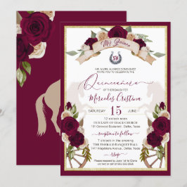 Convites Rosas Floral Western Charro Quinceanera