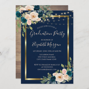 Convites Rosas Flores Luzes, Festa de formatura de Madeira