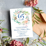 Convites Rosas Garland 45º aniversário da Casada 65º<br><div class="desc">Apresentando uma delicada cor d'água verde-verde-verde-verde-terra, este convite de 45 ou 65 anos de aniversário de casamento da safira pode ser personalizado com suas informações especiais de aniversário. O reverso apresenta uma garland floral correspondente que enquadra suas datas de aniversário em uma tipografia elegante em um fundo azul de safira....</div>