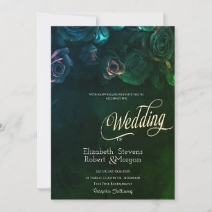 Convites Rosas góticas elegantes e legais para casamento