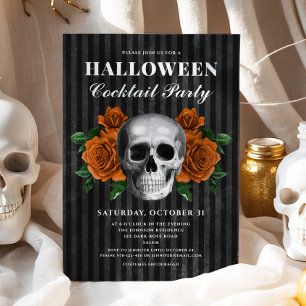 Convites Rosas Góticos Faca Floral Skull Halloween Cocktail