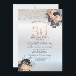 Convites Rosas Laranja Cordas Luzes Prateadas aniversário d<br><div class="desc">Um convite moderno,  chico e glamouroso com luzes de cordas elegantes,  e flores.</div>