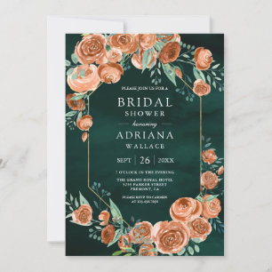 Convites Rosas Laranja Queimada Floral Bridal Shower Esmera