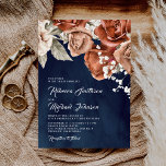 Convites Rosas Laranja Queimados Terracotta Marinho Floral<br><div class="desc">Amaze seus convidados com este elegante convite de casamento temático do terracotta com lindas flores com tipografia moderna. Basta adicionar os detalhes do seu evento neste modelo fácil de usar para torná-lo um convite de tipo único.</div>