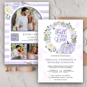 Convites Rosas Lavanda Abóbora Código QR Foto Casamento