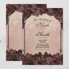 Convites Rosas Marrom Ferrugem Mocha Elegante Casamento de 