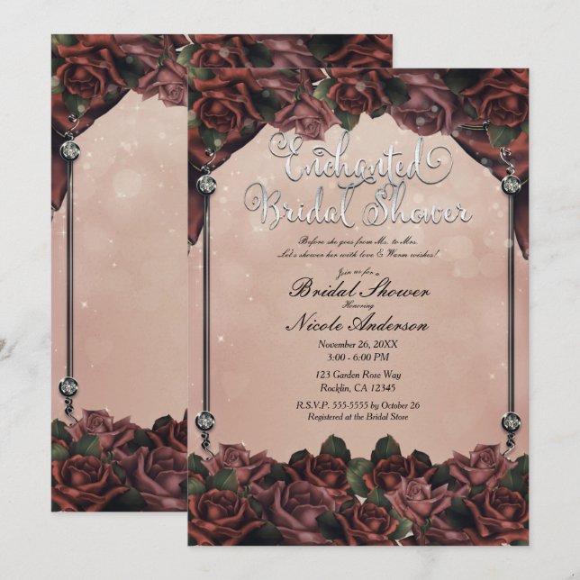 Convites Rosas Marrom Ferrugem Mocha Elegante Casamento de  (Frente/Verso)