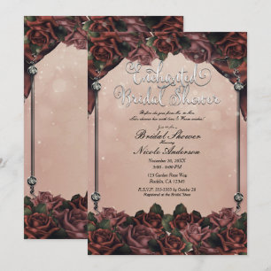 Convites Rosas Marrom Ferrugem Mocha Elegante Casamento de