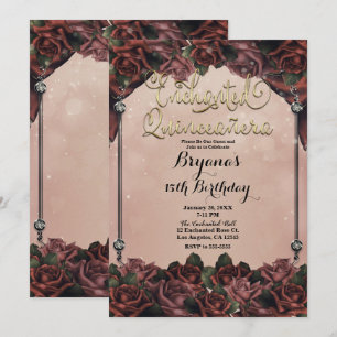 Convites Rosas Marrom Ferrugem Mocha Elegante Quinceañera 1
