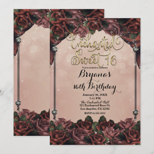 Convites Rosas Marrom Ferrugem Mocha Elegantes Doce 16 Déci