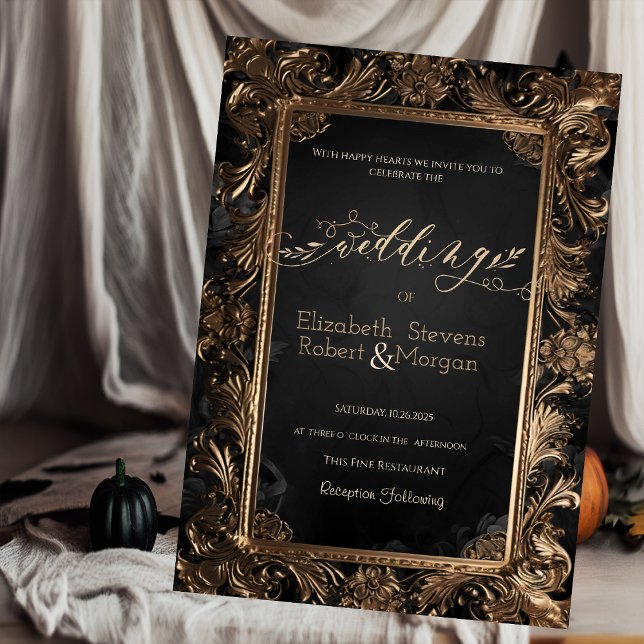 Convites Rosas Moldura Vintage Gótica Casamento (Criador carregado)