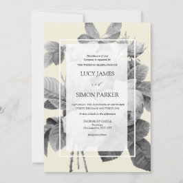 Convites Rosas monocromáticos Elegante francês Vintage