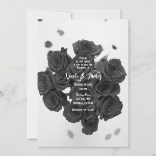 Convites Rosas Negras Buquê Floral Romântico Casamento 