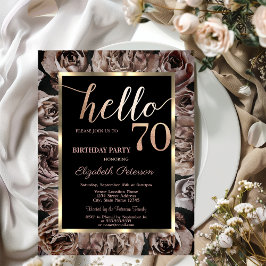 Convites Rosas Negras Elegantes 70º Aniversário
