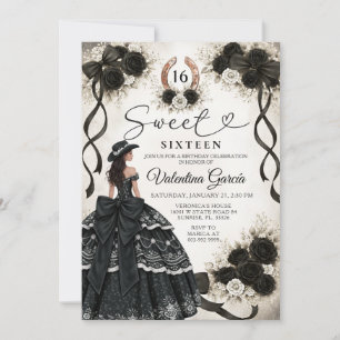 Convites Rosas Negras Ocidentais Princesa Sweet 16 Aniversá