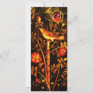 Convites Rosas NIGHTINGING MONOGRAMA,Amarelo vermelho