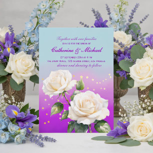 Convites Rosas Ombre Aguarela Azul Rosa Roxo Casamento