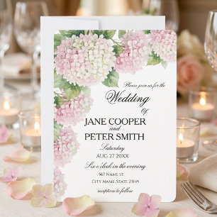 Convites Rosas pastéis e hortênsias brancas Casamento Simpl