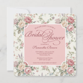 Convites Rosas Pastel Elegantes Chá de Bebê Rústico Chá de 