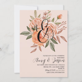Convites Rosas Peônia Floral Vintage Aquarela Casamento