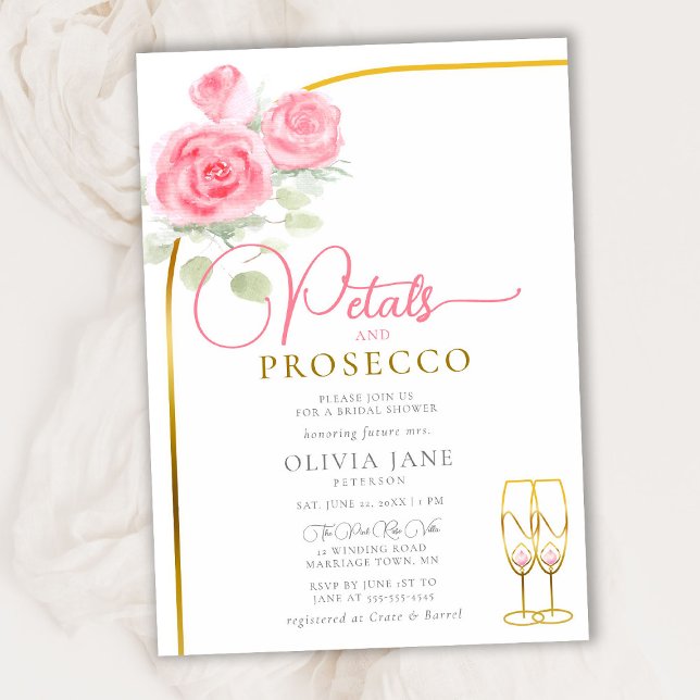 Convites Rosas Petals Prosecco Chá de panela Arco Dourado B (Criador carregado)