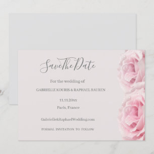 Convites Rosas Pink Blush Cinza Floral Save The Date Casame