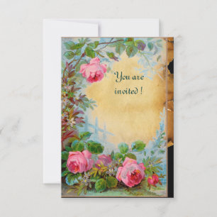 Convites ROSAS PINK & JASMINS Parchment Rsvp