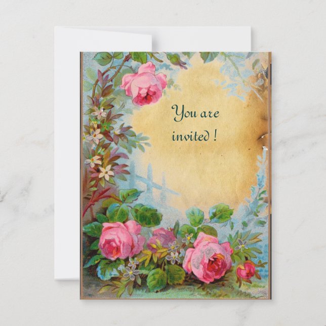 Convites ROSAS PINK & JASMINS pergaminho (Frente)