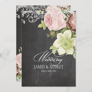 Convites Rosas PixDezines CHALKBOARD/ROCOCO/VINTAGE