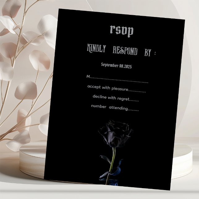 Convites Rosas Pretas Simples Gótico RSVP  (Criador carregado)