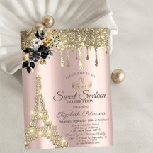 Rosas Pretas Torre Eiffel Dourado Gotejante Doce 1
