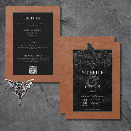 Convites Rosas Pretos Góticos, Raven e Pretos, Ferrugem Doi